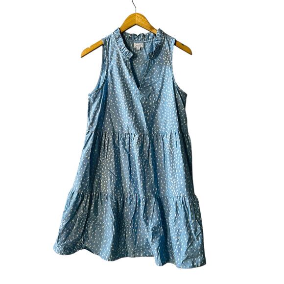 Mud Pie Printed Sleeveless Tiered Dress Size S Small Blue - Picture 2 of 8